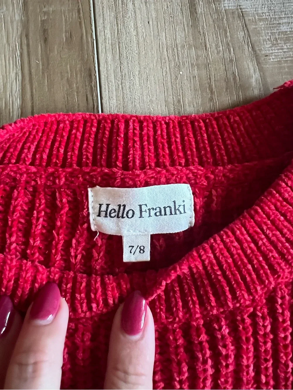 Cropped Ribbed Crewneck Sweater in Red